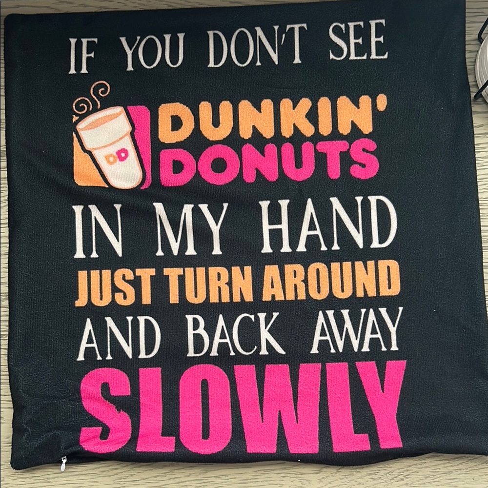 Dunkin' Donuts Themed Black Cushion Cover